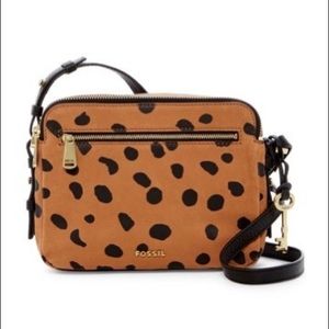 Fossil cheetah print leather crossbody bag